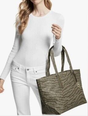 Michael Kors "The Michael Bag" Olive Animal Print Tote